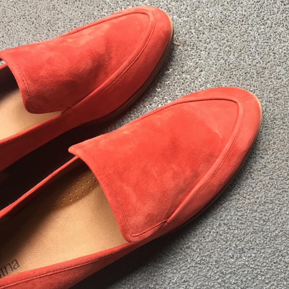 Tomato Red Susina Suede Slip On Loafers
